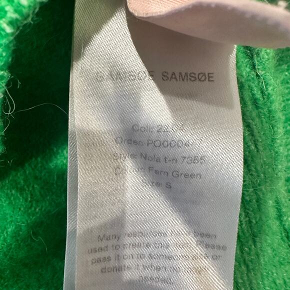 Samsoe Kelly Green Turtleneck Sweater SMALL Soft Wool Alpaca Cropped Bright $300 - Picture 8 of 8